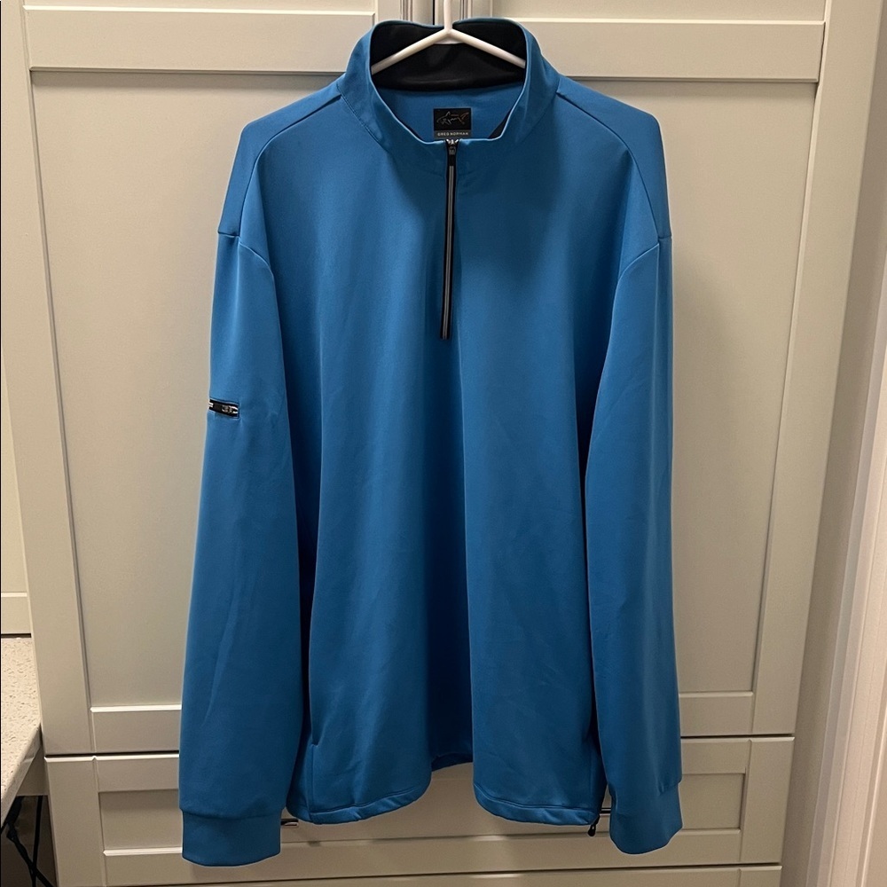 GREG NORMAN Quarter Zip LS Pullover Golf Sweatshirt 3 Pockets "Play Dry" Blue XL